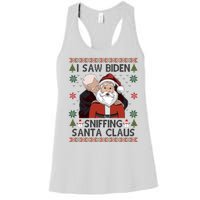 I Saw Biden Sniffing Santa Claus Funny Christmas Political Women's Racerback Tank