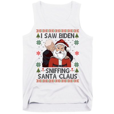 I Saw Biden Sniffing Santa Claus Funny Christmas Political Tank Top