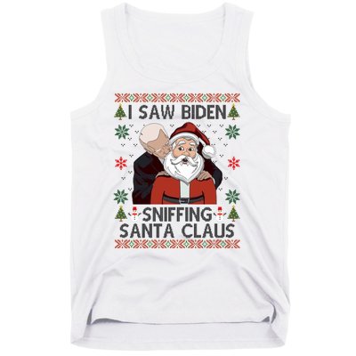 I Saw Biden Sniffing Santa Claus Funny Christmas Political Tank Top