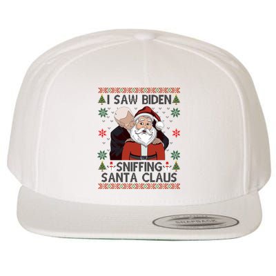 I Saw Biden Sniffing Santa Claus Funny Christmas Political Wool Snapback Cap