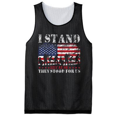 I Stand Because They Stood For Us American Flag Mesh Reversible Basketball Jersey Tank