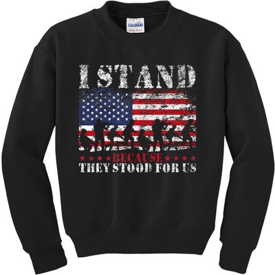 I Stand Because They Stood For Us American Flag Kids Sweatshirt