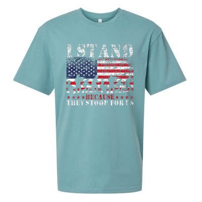 I Stand Because They Stood For Us American Flag Sueded Cloud Jersey T-Shirt