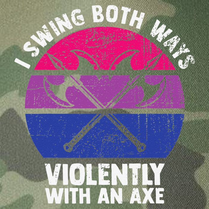 I Swing Both Ways Violently With An Axe Bisexual LGBT Pride Legacy Tie Dye Trucker Hat