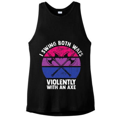 I Swing Both Ways Violently With An Axe Bisexual LGBT Pride Ladies PosiCharge Tri-Blend Wicking Tank
