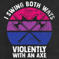 I Swing Both Ways Violently With An Axe Bisexual LGBT Pride 7 Panel Mesh Trucker Snapback Hat