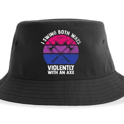 I Swing Both Ways Violently With An Axe Bisexual LGBT Pride Sustainable Bucket Hat