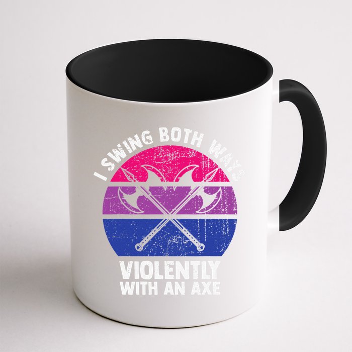 I Swing Both Ways Violently With An Axe Bisexual LGBT Pride Mug