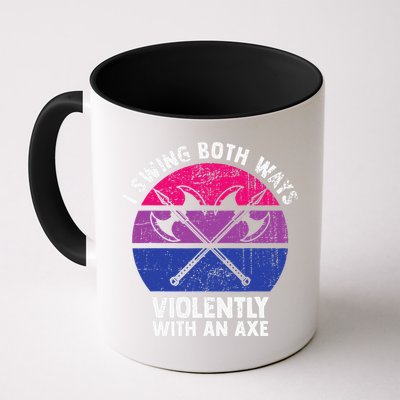 I Swing Both Ways Violently With An Axe Bisexual LGBT Pride Mug