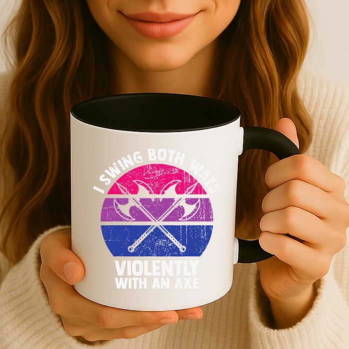 I Swing Both Ways Violently With An Axe Bisexual LGBT Pride Mug