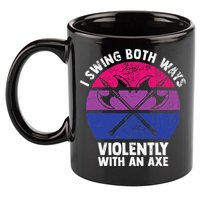 I Swing Both Ways Violently With An Axe Bisexual LGBT Pride 11oz C Handle Ceramic Mug