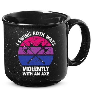 I Swing Both Ways Violently With An Axe Bisexual LGBT Pride 15oz Campfire Ceramic Mug