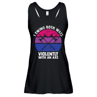 I Swing Both Ways Violently With An Axe Bisexual LGBT Pride Ladies Essential Flowy Tank