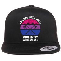 I Swing Both Ways Violently With An Axe Bisexual LGBT Pride Flatbill Hat