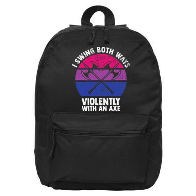 I Swing Both Ways Violently With An Axe Bisexual LGBT Pride 16 in Basic Backpack