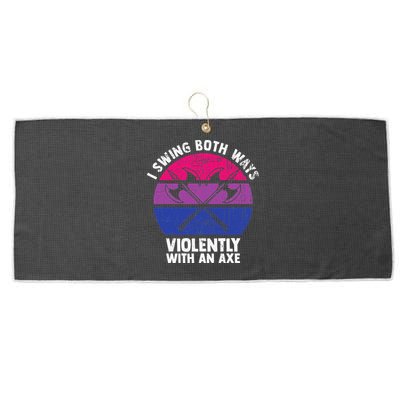 I Swing Both Ways Violently With An Axe Bisexual LGBT Pride Large Microfiber Waffle Golf Towel