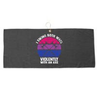 I Swing Both Ways Violently With An Axe Bisexual LGBT Pride Large Microfiber Waffle Golf Towel