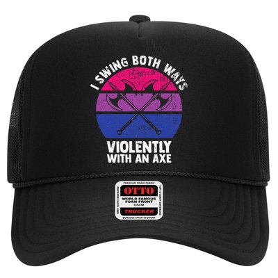 I Swing Both Ways Violently With An Axe Bisexual LGBT Pride Trucker Hat
