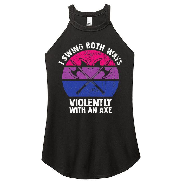 I Swing Both Ways Violently With An Axe Bisexual LGBT Pride Women's Perfect Tri Rocker Tank