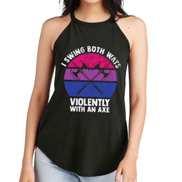 I Swing Both Ways Violently With An Axe Bisexual LGBT Pride Women's Perfect Tri Rocker Tank