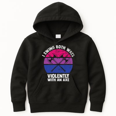 I Swing Both Ways Violently With An Axe Bisexual LGBT Pride Kids Hoodie
