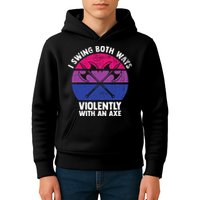 I Swing Both Ways Violently With An Axe Bisexual LGBT Pride Kids Hoodie