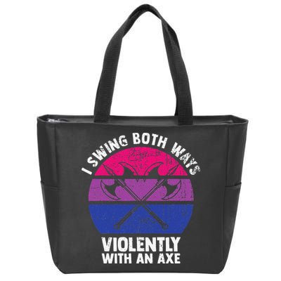 I Swing Both Ways Violently With An Axe Bisexual LGBT Pride Zip Tote Bag