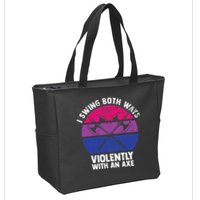 I Swing Both Ways Violently With An Axe Bisexual LGBT Pride Zip Tote Bag