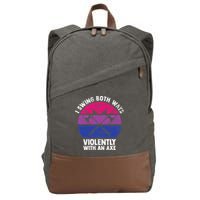 I Swing Both Ways Violently With An Axe Bisexual LGBT Pride Cotton Canvas Backpack