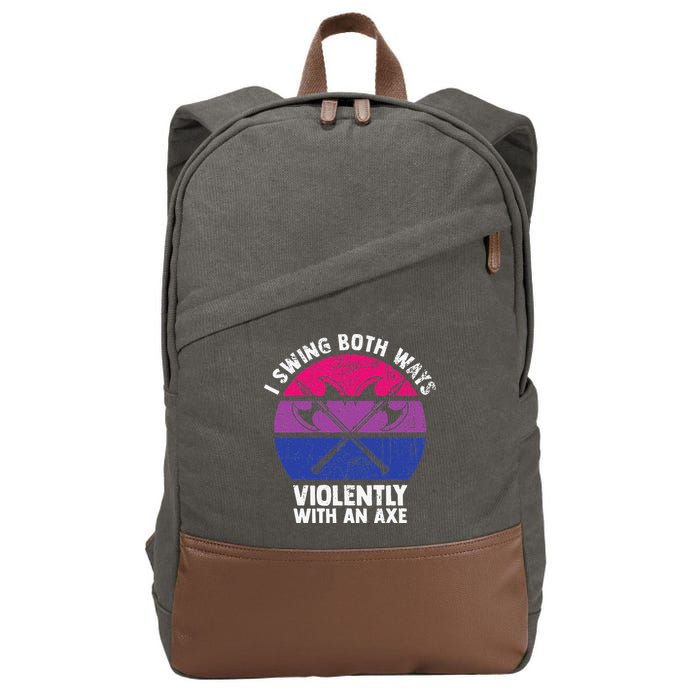 I Swing Both Ways Violently With An Axe Bisexual LGBT Pride Cotton Canvas Backpack