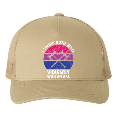 I Swing Both Ways Violently With An Axe Bisexual LGBT Pride Yupoong Adult 5-Panel Trucker Hat