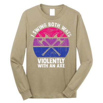 I Swing Both Ways Violently With An Axe Bisexual LGBT Pride Long Sleeve Shirt