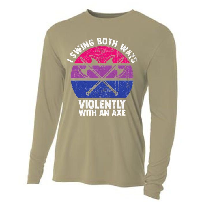 I Swing Both Ways Violently With An Axe Bisexual LGBT Pride Cooling Performance Long Sleeve Crew