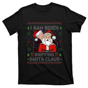 I Saw Biden Sniffing Santa Claus Funny Biden Ugly Xmas T-Shirt