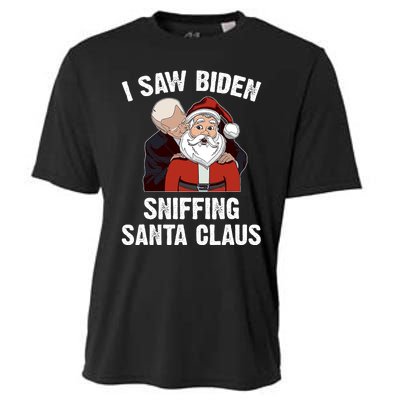 I Saw Biden Sniffing Santa Claus Funny Joe Biden Gift Cooling Performance Crew T-Shirt