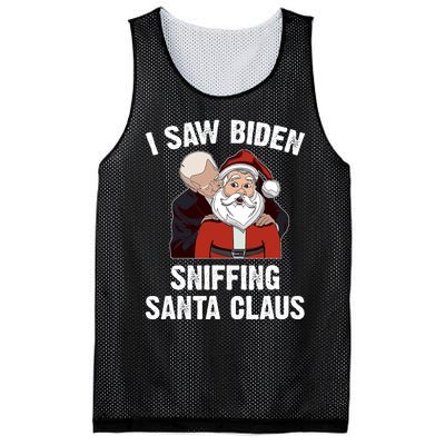 I Saw Biden Sniffing Santa Claus Funny Joe Biden Gift Mesh Reversible Basketball Jersey Tank