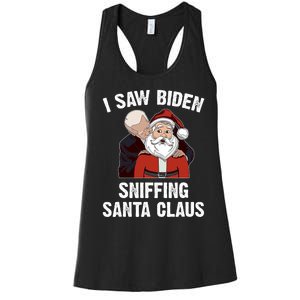 I Saw Biden Sniffing Santa Claus Funny Joe Biden Gift Women's Racerback Tank