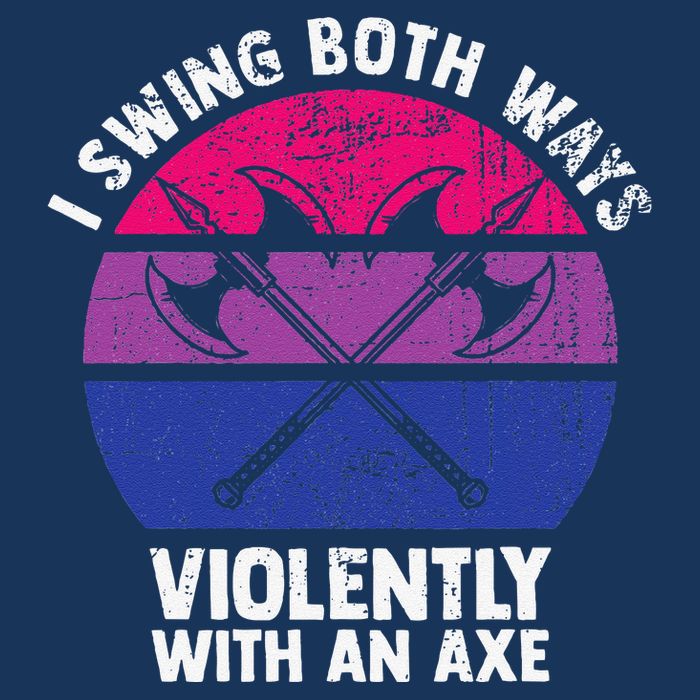 I Swing Both Ways Violently With An Axe Bisexual Lgbt Pride Drawstring Bag