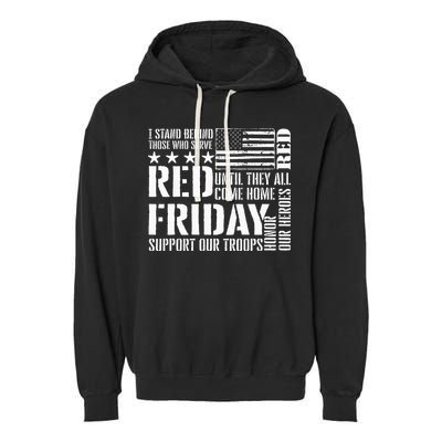 I Stand Behind Those Who Serve American Flag Red Friday Garment-Dyed Fleece Hoodie