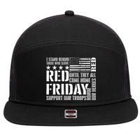 I Stand Behind Those Who Serve American Flag Red Friday 7 Panel Mesh Trucker Snapback Hat