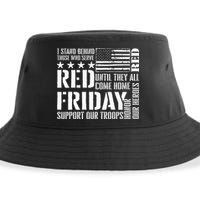 I Stand Behind Those Who Serve American Flag Red Friday Sustainable Bucket Hat
