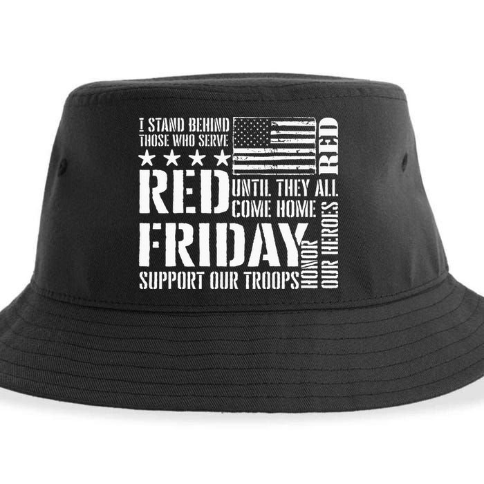 I Stand Behind Those Who Serve American Flag Red Friday Sustainable Bucket Hat