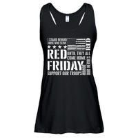 I Stand Behind Those Who Serve American Flag Red Friday Ladies Essential Flowy Tank