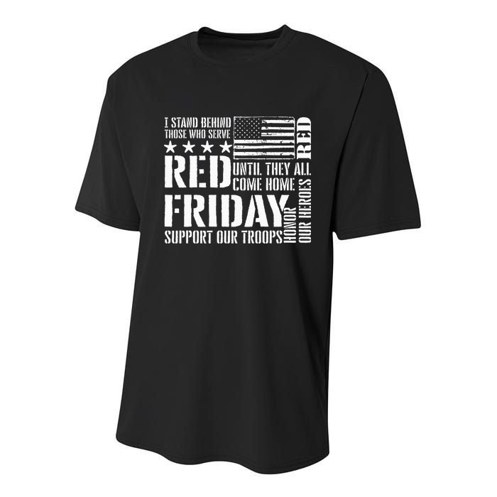 I Stand Behind Those Who Serve American Flag Red Friday Youth Performance Sprint T-Shirt
