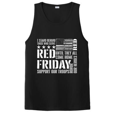 I Stand Behind Those Who Serve American Flag Red Friday PosiCharge Competitor Tank
