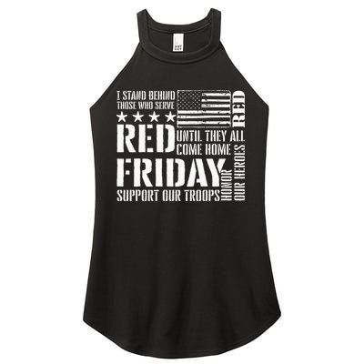 I Stand Behind Those Who Serve American Flag Red Friday Women's Perfect Tri Rocker Tank