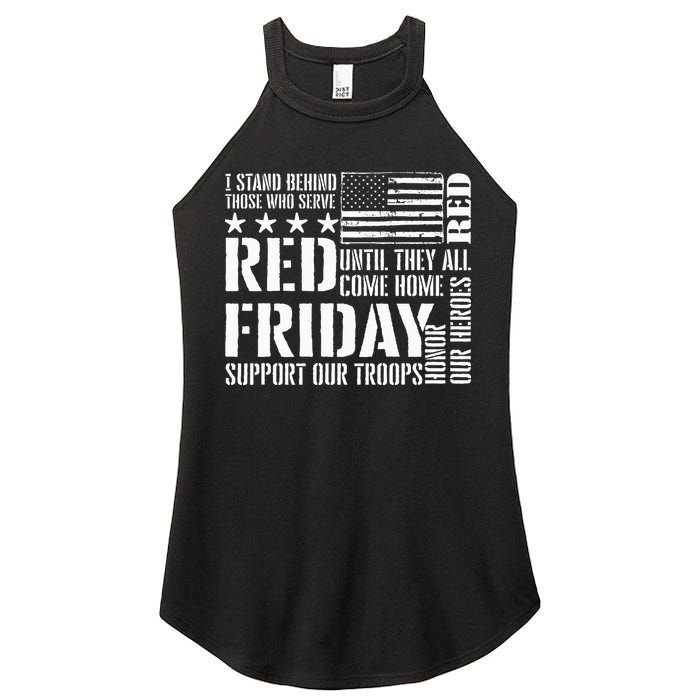 I Stand Behind Those Who Serve American Flag Red Friday Women's Perfect Tri Rocker Tank