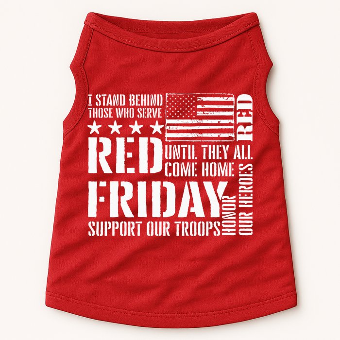 I Stand Behind Those Who Serve American Flag Red Friday Doggie Tank
