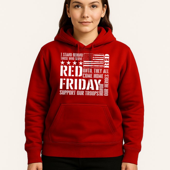 I Stand Behind Those Who Serve American Flag Red Friday Hoodie