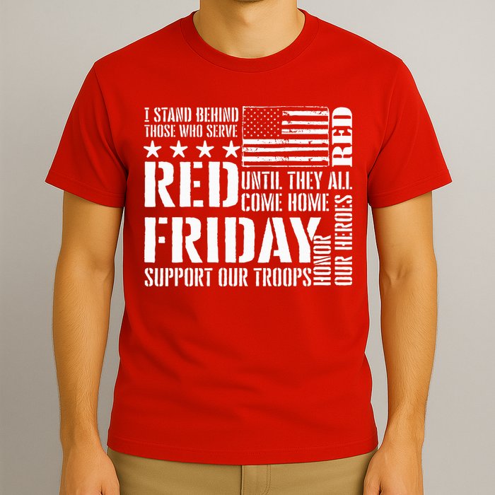 I Stand Behind Those Who Serve American Flag Red Friday T-Shirt